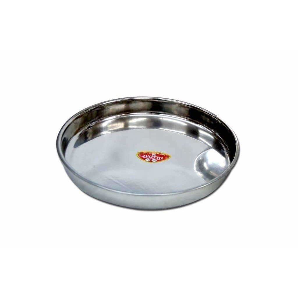 Soham Stainless Steel Round Thali Lunch Plate/Dinner Plate, Tiffin Plate,Food Plate-Plain Design-3 PC | Grocsy