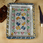 Sri Rudra Square Meenakari Tray (SR 03477) | Grocsy