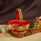 Sri Rudra Decorative Steel Pooja Basket (SR 00717) | Grocsy