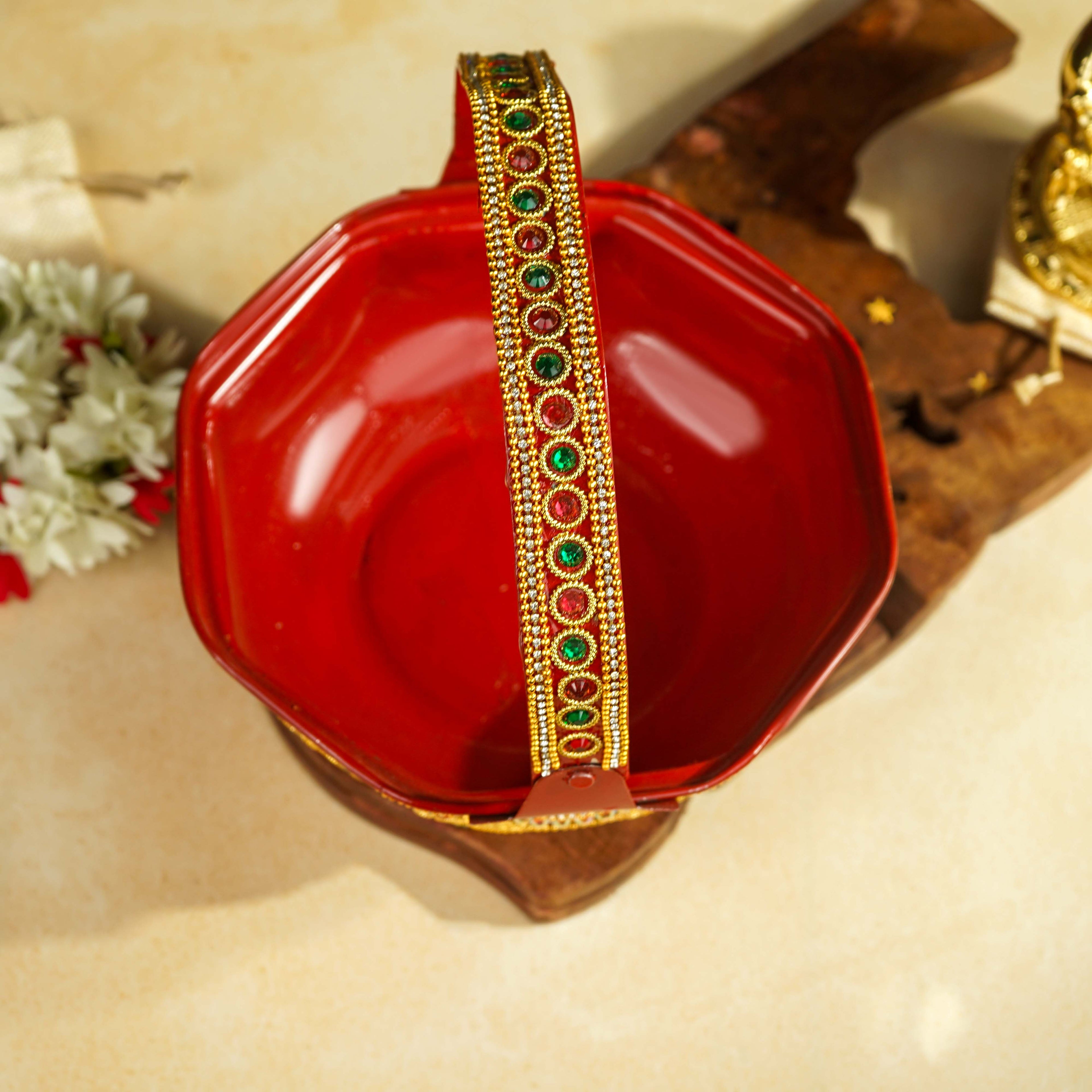 Sri Rudra Decorative Steel Pooja Basket (SR 00717) | Grocsy