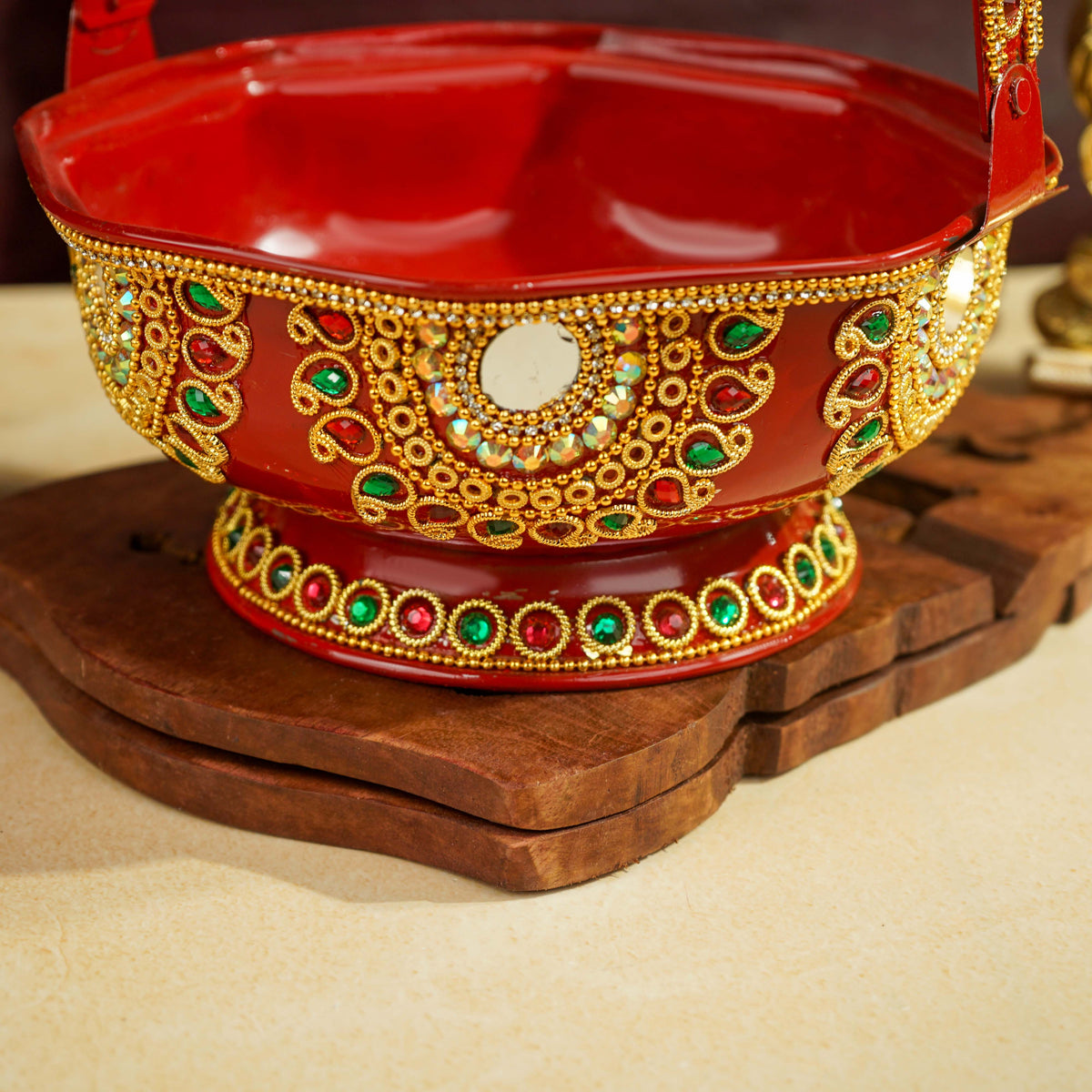 Sri Rudra Decorative Steel Pooja Basket (SR 00717) | Grocsy