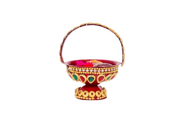 Sri Rudra Decorative Kumkum Haldi Pooja Basket – Small | Grocsy