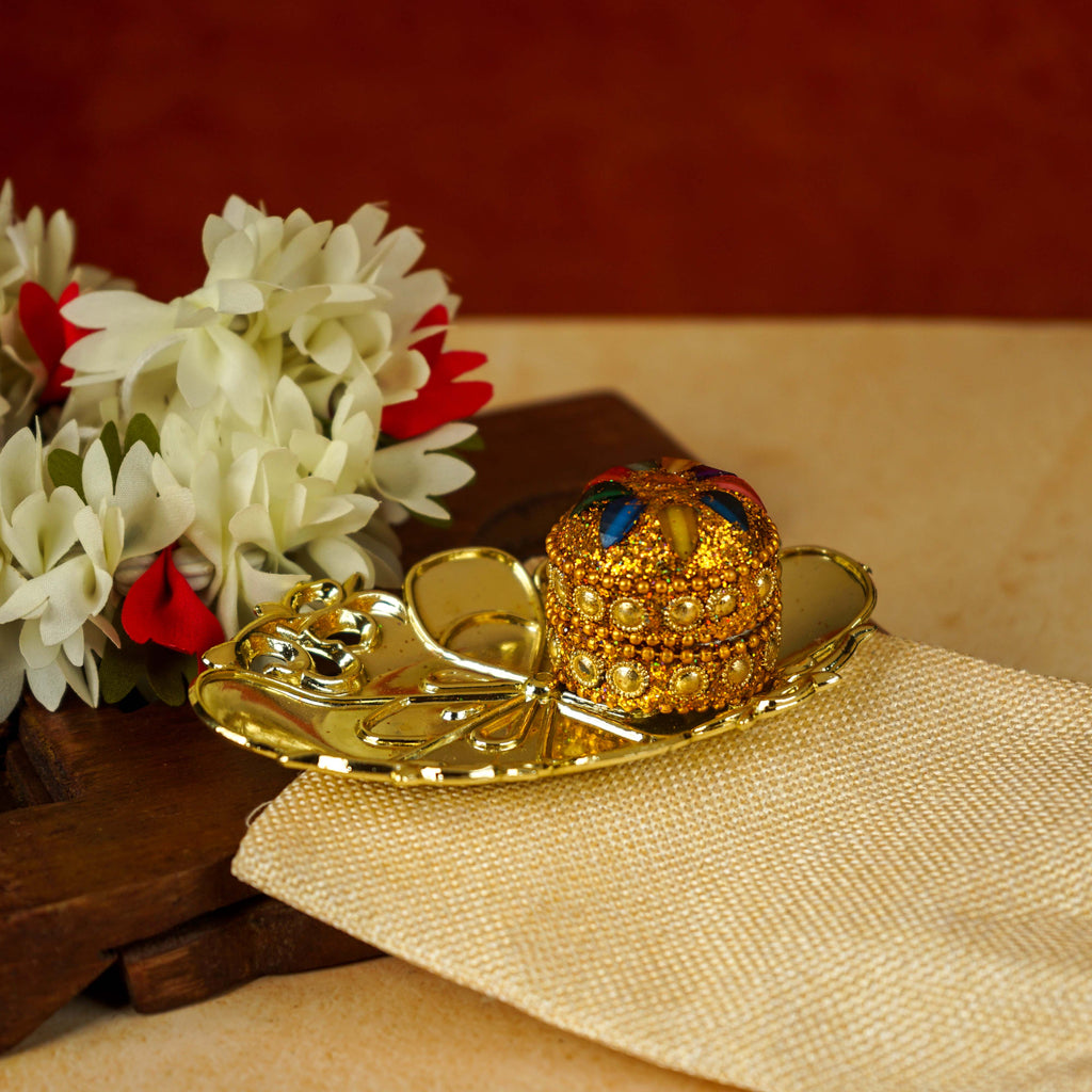 Sri Rudra Decorative Kumkum Haldi Tray (SR 01406) | Grocsy