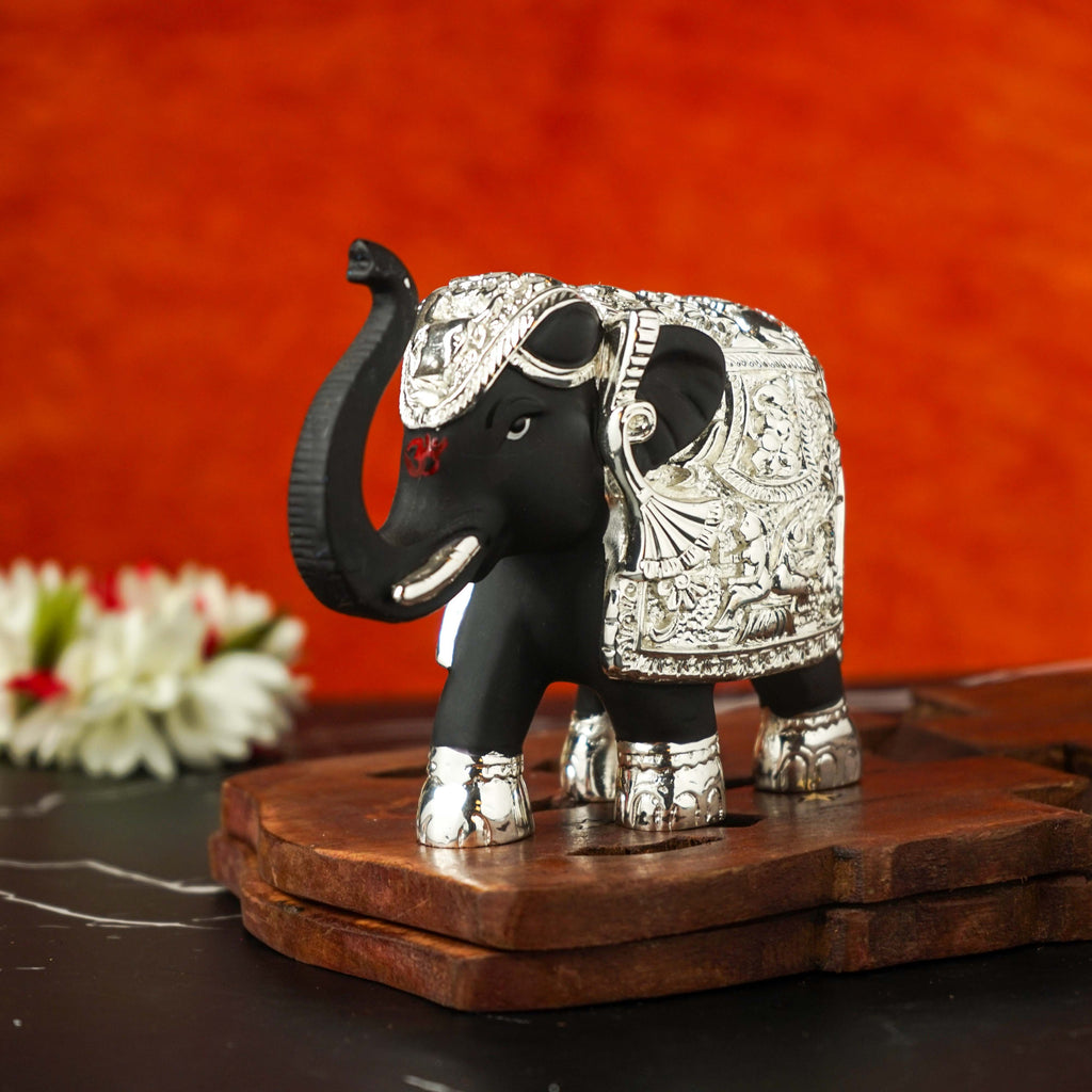 Sri Rudra Elephant 4.5 Inch Silver Plated Mix SR03170 | Grocsy