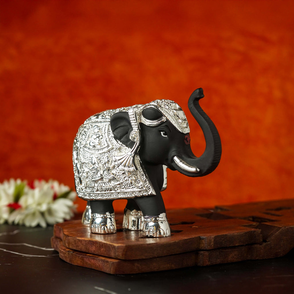 Sri Rudra Elephant 4.5 Inch Silver Plated Mix SR03170 | Grocsy