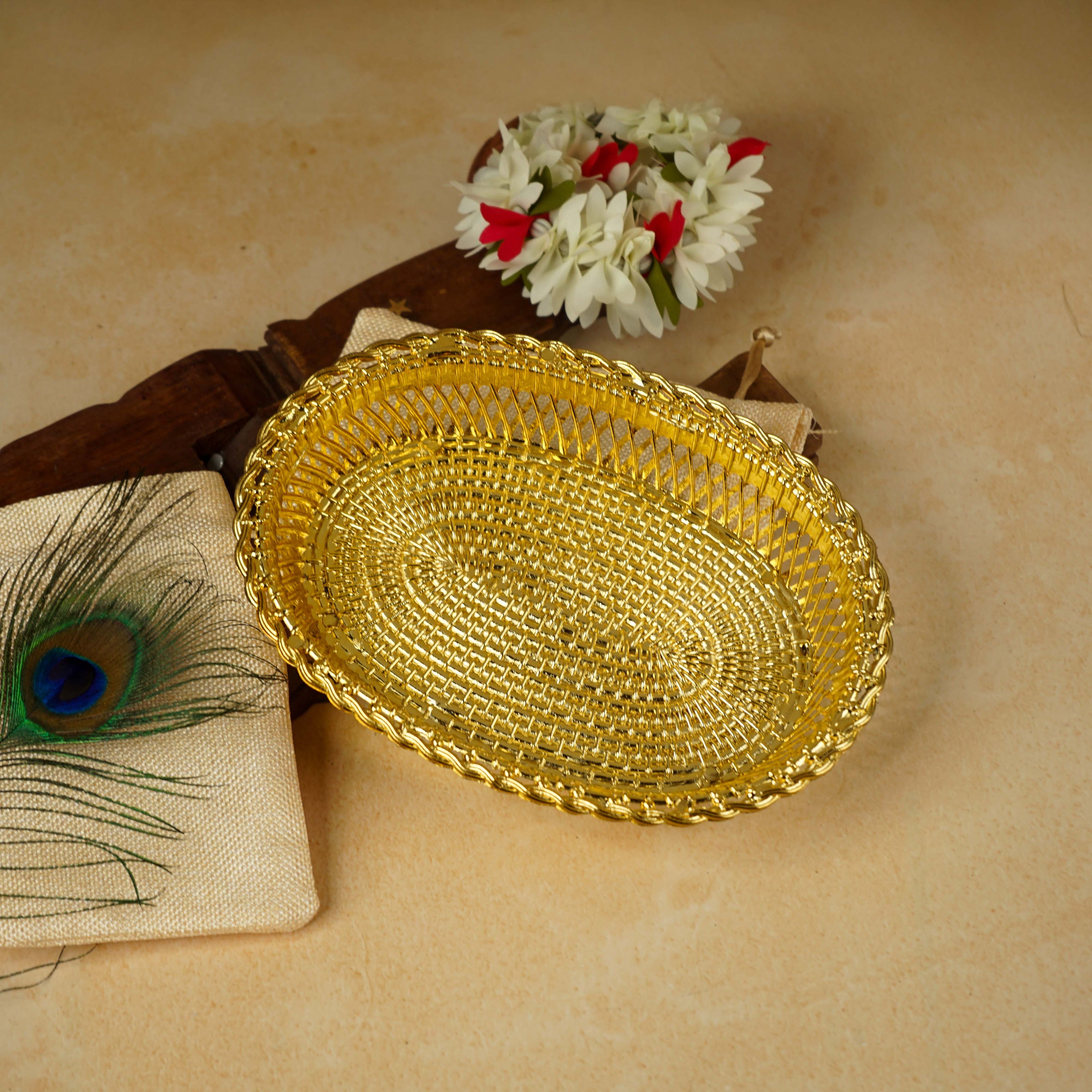 Sri Rudra Decorative Color Flower Tray (SR 0639) | Grocsy