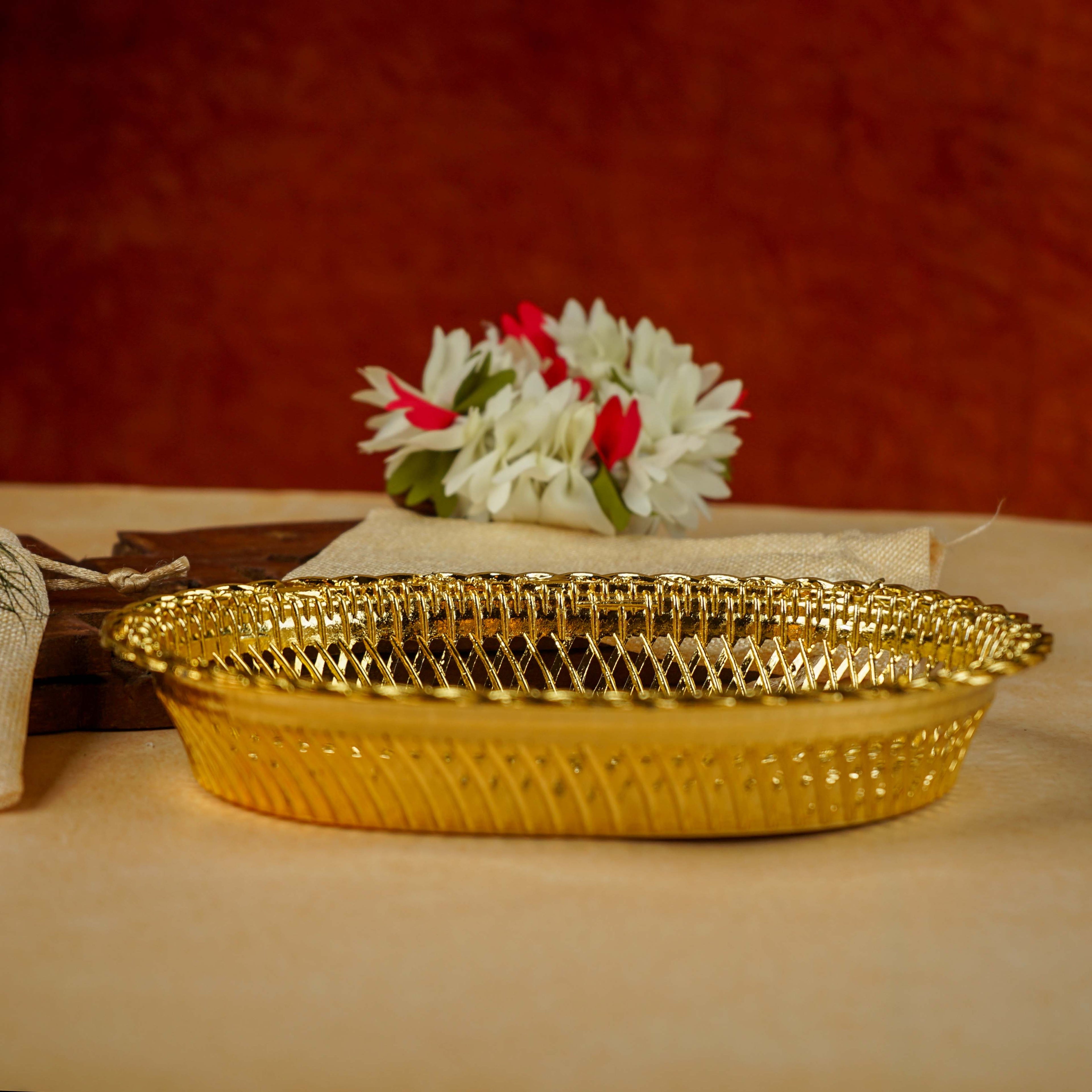 Sri Rudra Decorative Color Flower Tray (SR 0639) | Grocsy