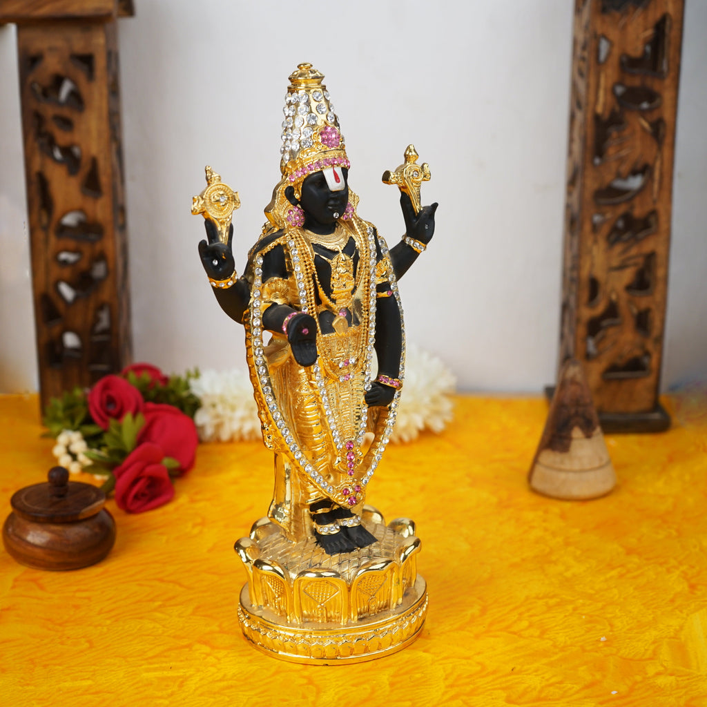 Sri Rudra Gold & Silver Polished Balaji 8'' With Diamond (SR 00221) | Grocsy