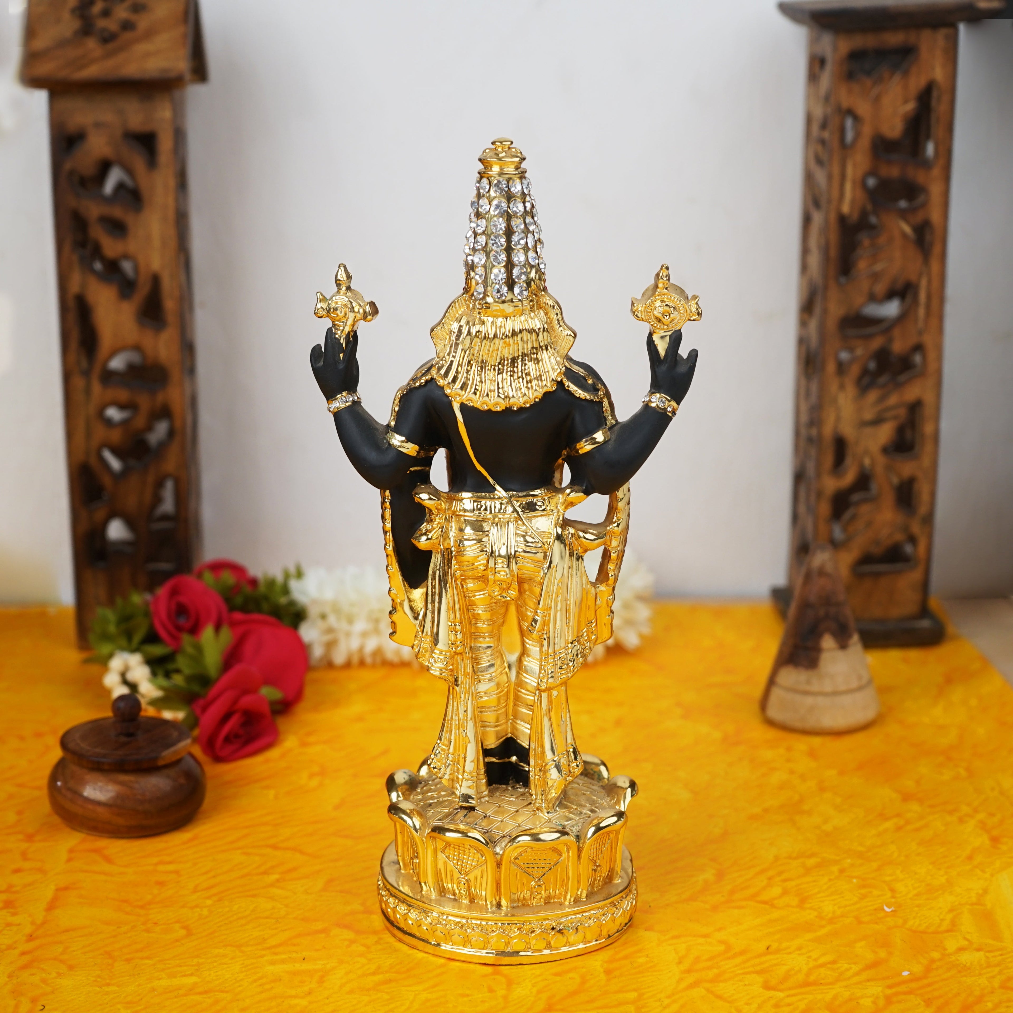 Sri Rudra Gold & Silver Polished Balaji 8'' With Diamond (SR 00221) | Grocsy