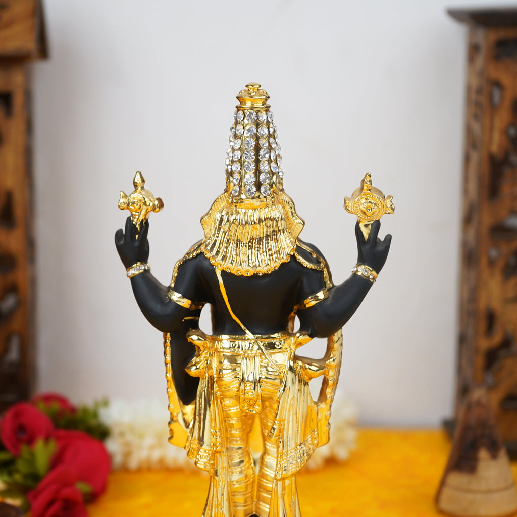 Sri Rudra Gold & Silver Polished Balaji 8'' With Diamond (SR 00221) | Grocsy