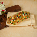 Sri Rudra Fiber Gold Kumkum Haldi Chandan Tray (SR 01962) | Grocsy