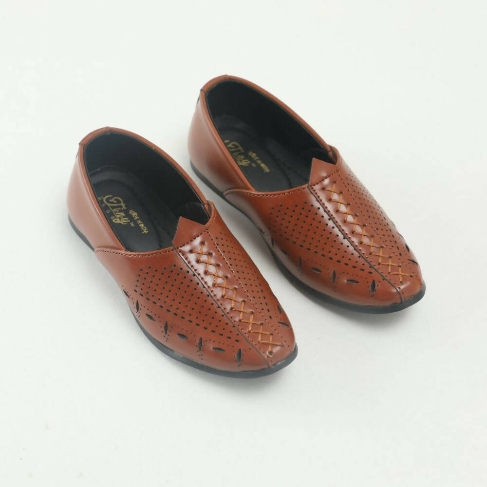 Tiny Bugs Boys Party & Ethnic Wear Mojari - Tan Color | Grocsy