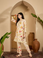 Joban Fashion Printed Cream Pure Cotton Cord Set | Grocsy