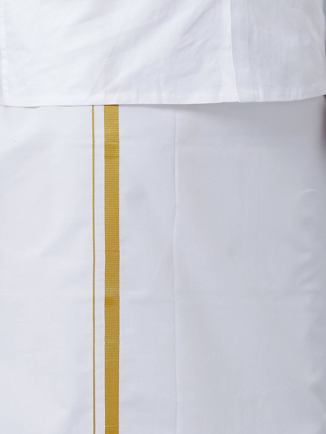 Ramraj Cotton Mens Pure Cotton 3/4 Inch Gold Jari Dhoti - White | Grocsy