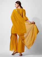 Hand Embroidered Kurta With Sharara And Dupatta Set, Multicolor - Hiral Fashion | Grocsy
