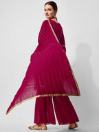 Hand Embroidered Kurta With Sharara And Dupatta Set, Multicolor - Hiral Fashion | Grocsy