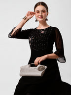 Georgette Black Kurta With Pant Set, Multicolor - Hiral Fashion | Grocsy