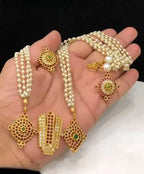 Jewel City Elegant Pendant and Pearl Earrings Set – Gold-Plated Bridal Jewelry | Grocsy