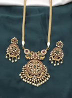 Jewel City Elegant Peacock Temple Jewelry Set – Premium Antique Finish with Pearl Drops | Grocsy