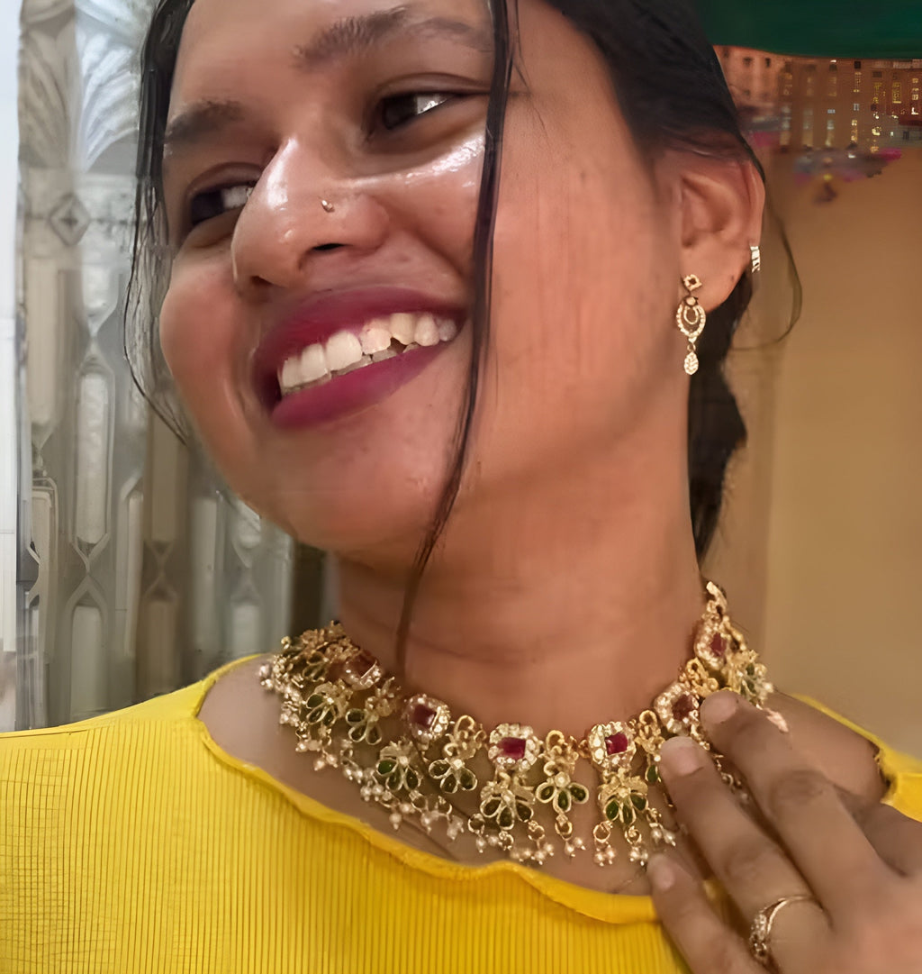 Jewel City Tradition Multi Color Neckalse Set Paired With Earing For Girls And Women | Grocsy