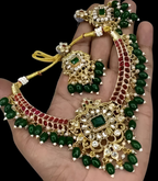 Jewel City Royal Kundan Choker Necklace Set – Gold-Plated Bridal Jewelry with Emerald & Ruby Beads | Grocsy
