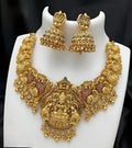 Jewel City Bridal Lakshmi Temple Necklace Set – Gold-Plated Ethnic Jewelry with Jhumka Earrings | Grocsy