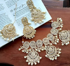 Jewel City Luxurious Pearl Gold-Plated Kundan Choker Necklace Set with Earrings & Maang Tikka-Traditional Indian Bridal Jewelry | Grocsy