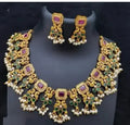 Jewel City Kundan Choker Necklace Set with Multicolor Stones Traditional Indian Wedding Jewelry Gold-Plated Ethnic Bridal Set | Grocsy