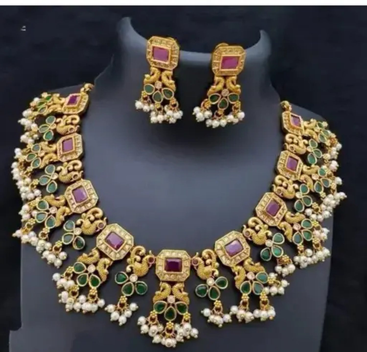 Jewel City Kundan Choker Necklace Set with Multicolor Stones Traditional Indian Wedding Jewelry Gold-Plated Ethnic Bridal Set | Grocsy