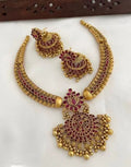 Jewel City Traditional Gold-Plated Kundan Necklace Set with Red Stones Handcrafted Ethnic Bridal Jewelry- Festival & Wedding Wear | Grocsy