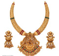 Jewel City Traditional Gold-Plated Temple Necklace Set with Lakshmi Pendant & Jhumka Earrings Handcrafted Ethnic Jewelry | Grocsy