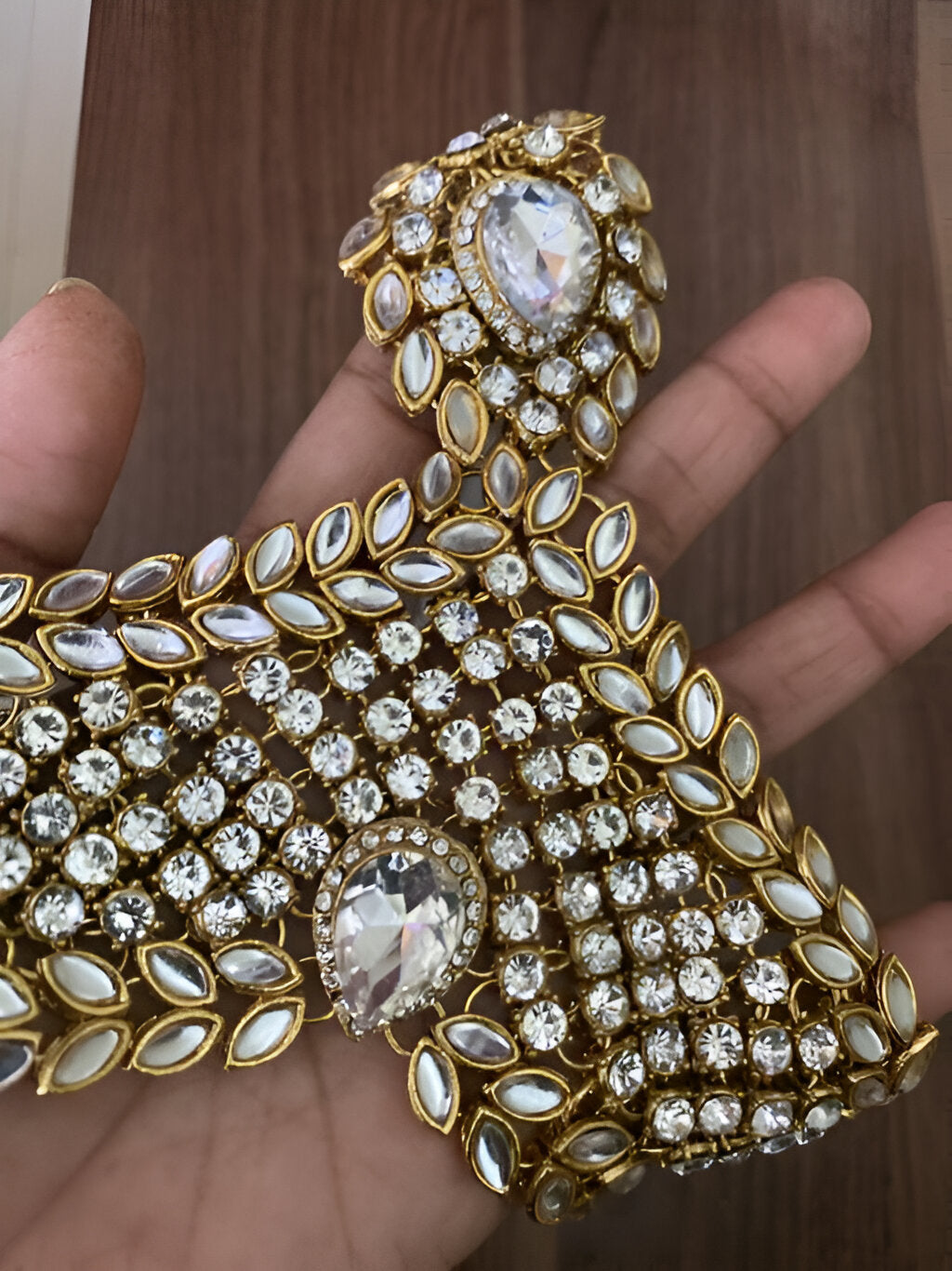 Jewel City Bridal Kundan Jewelry Set for Women Traditional Gold-Plated Indian Necklace,Earrings, Maang Tikka, Hathphool & Nath | Grocsy