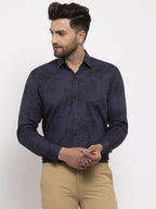 Jainish Navy Men's Cotton Printed Formal Shirt's ( SF 775Navy ) | Grocsy