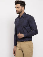 Jainish Navy Men's Cotton Printed Formal Shirt's ( SF 775Navy ) | Grocsy