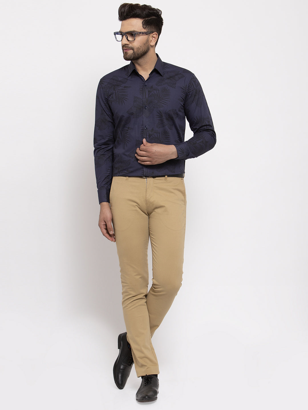 Jainish Navy Men's Cotton Printed Formal Shirt's ( SF 775Navy ) | Grocsy