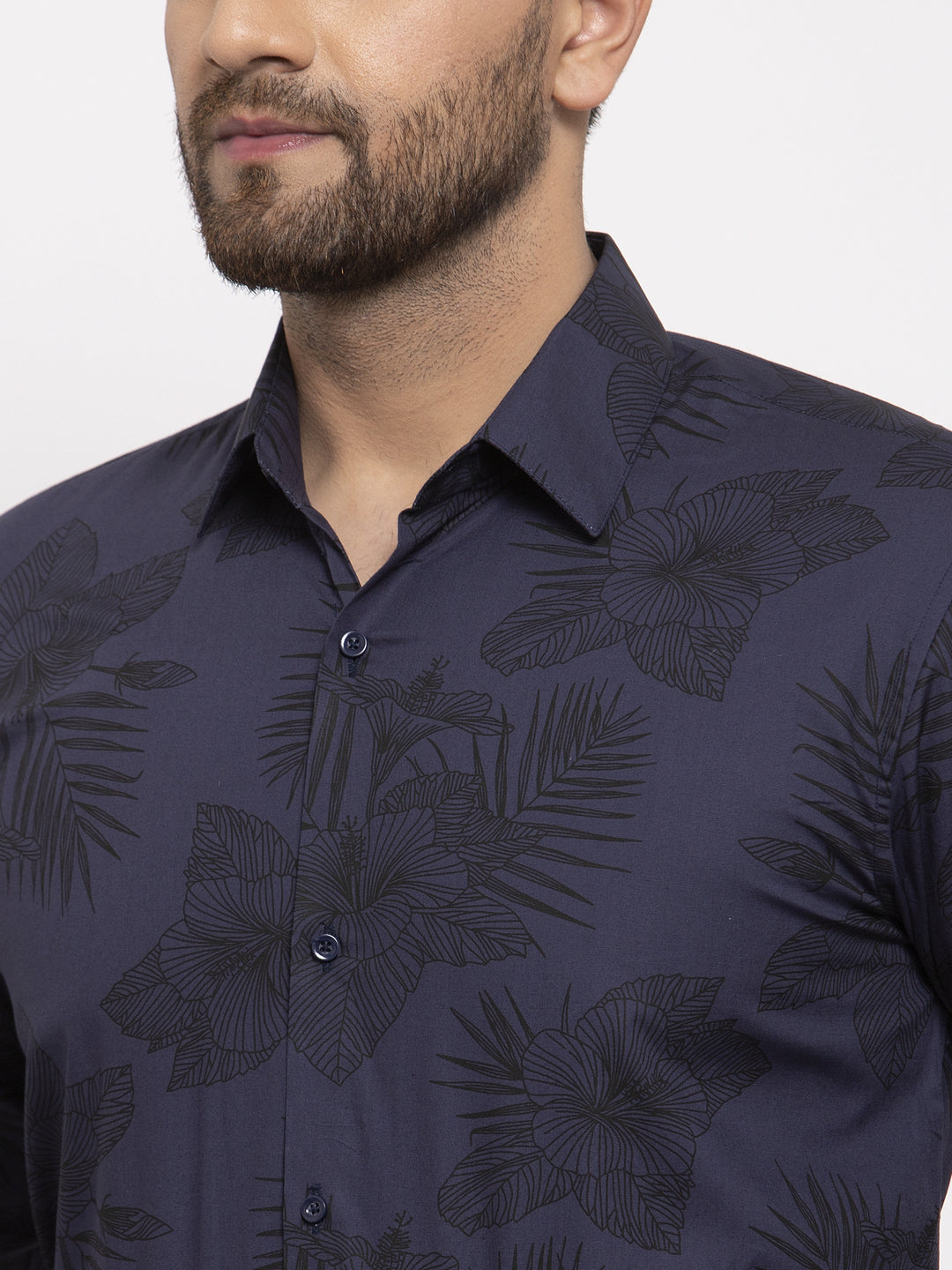 Jainish Navy Men's Cotton Printed Formal Shirt's ( SF 775Navy ) | Grocsy