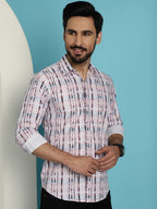 Indian Needle Men's Cotton Blend Checked Casual Shirt - Light-Brown | Grocsy