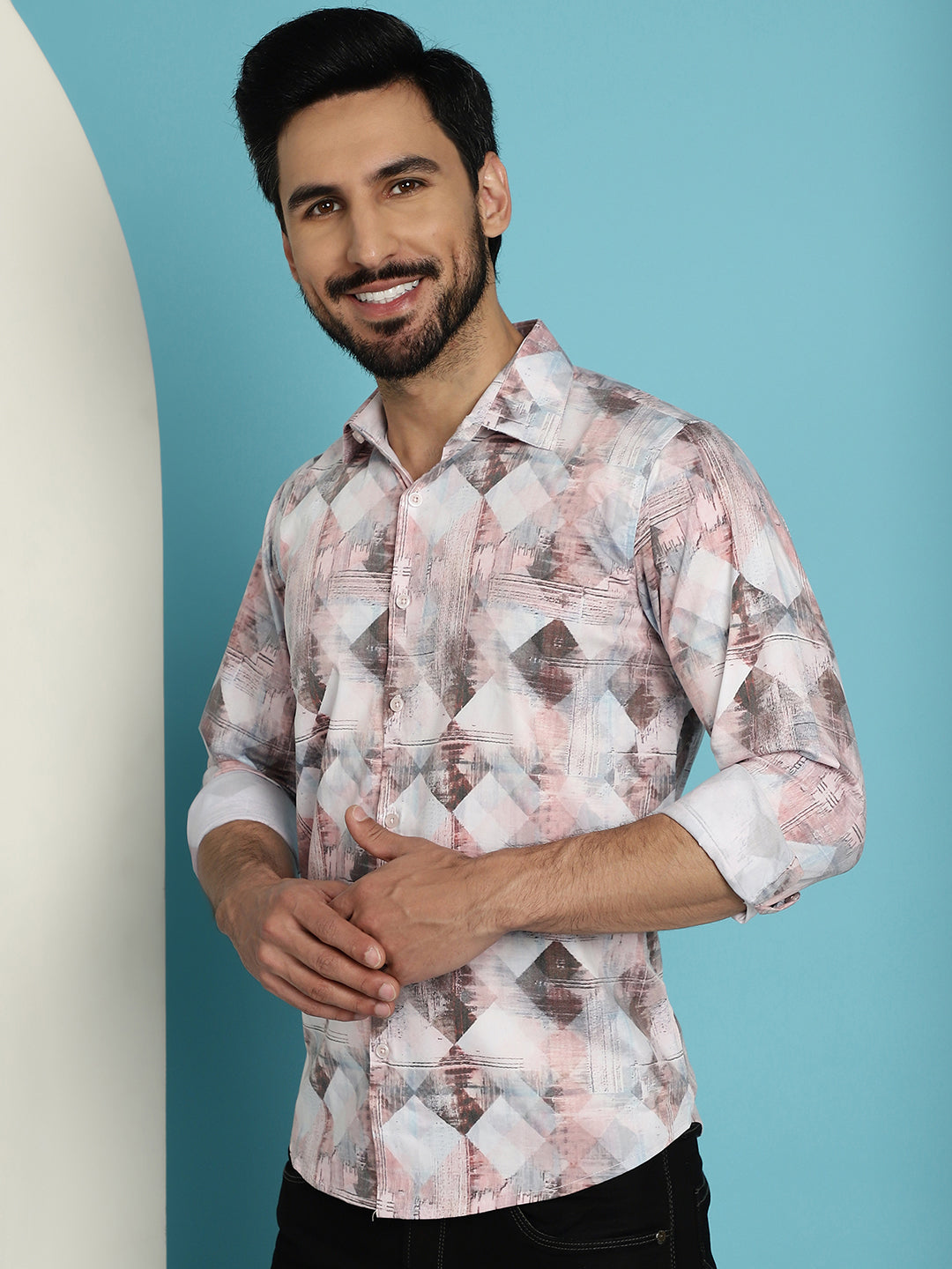 Indian Needle Men's Printed Casual Shirt - Coffee | Grocsy