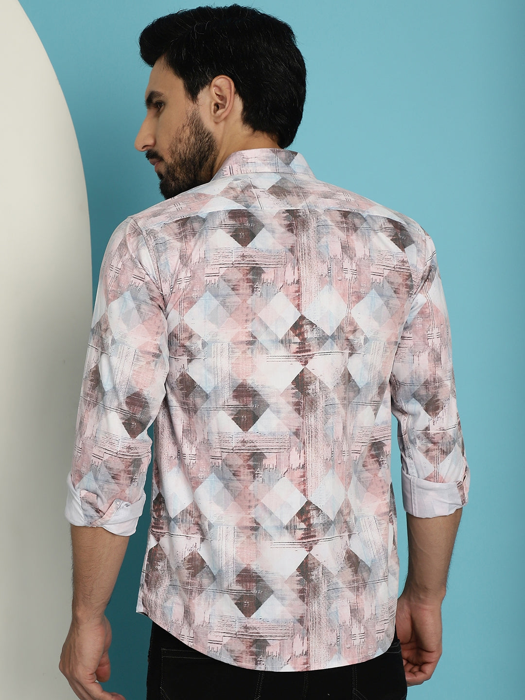 Indian Needle Men's Printed Casual Shirt - Coffee | Grocsy