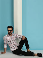 Indian Needle Men's Printed Casual Shirt - Coffee | Grocsy