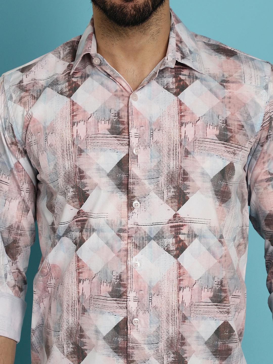 Indian Needle Men's Printed Casual Shirt - Coffee | Grocsy