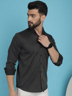 Indian Needle Men's Woven Design Casual Shirt - Charcoal | Grocsy