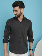 Indian Needle Men's Woven Design Casual Shirt - Charcoal | Grocsy