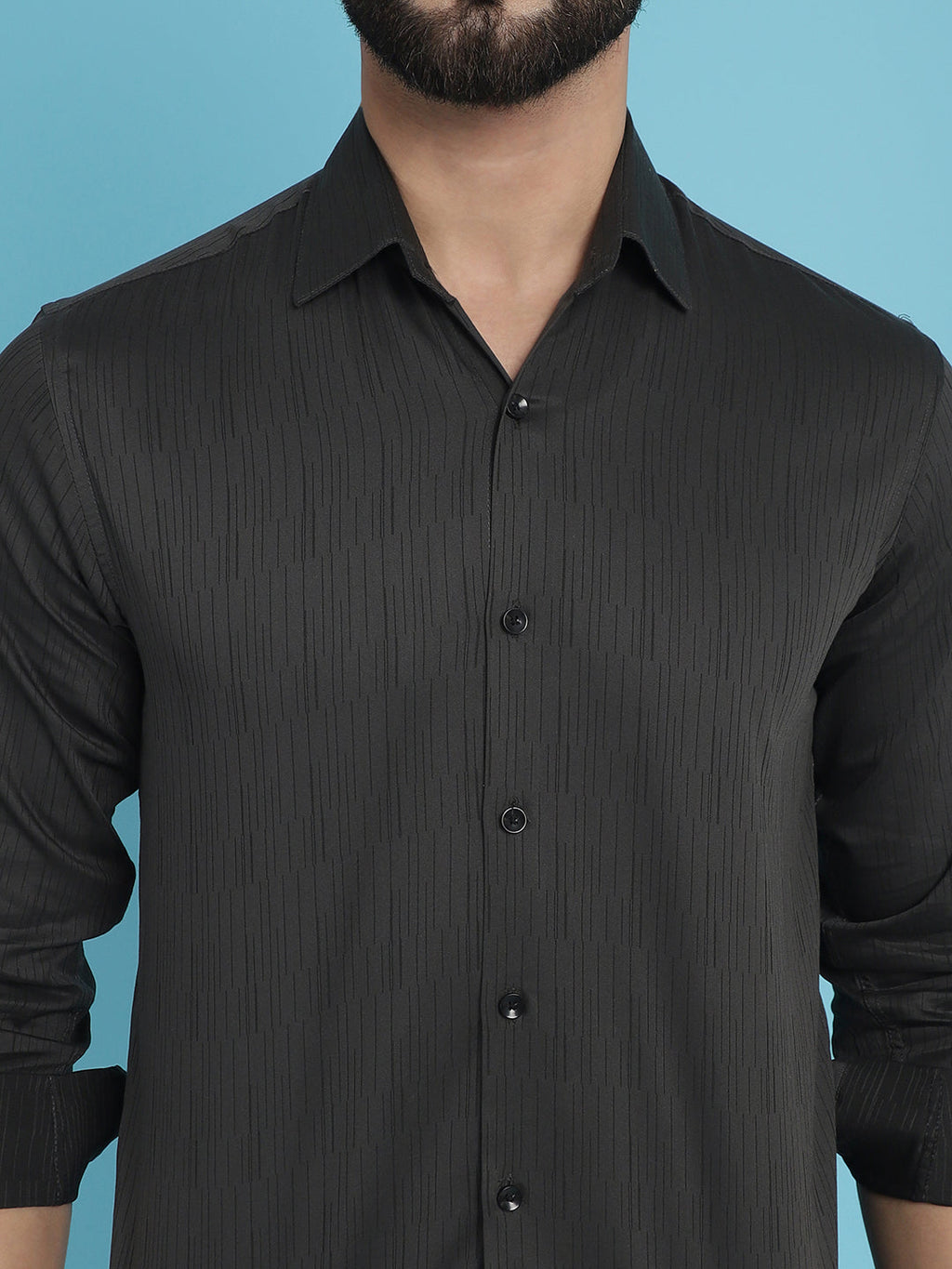 Indian Needle Men's Woven Design Casual Shirt - Charcoal | Grocsy