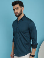 Indian Needle Men's Woven Design Casual Shirt - Peacock | Grocsy