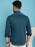 Indian Needle Men's Woven Design Casual Shirt - Peacock | Grocsy