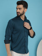 Indian Needle Men's Woven Design Casual Shirt - Peacock | Grocsy