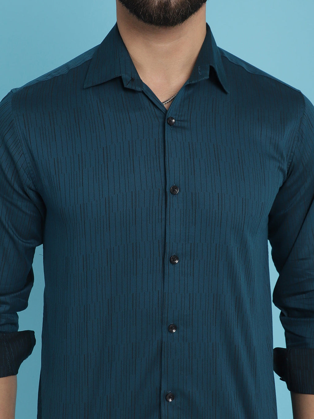 Indian Needle Men's Woven Design Casual Shirt - Peacock | Grocsy