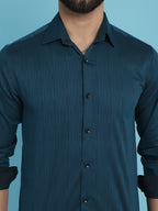 Indian Needle Men's Woven Design Casual Shirt - Peacock | Grocsy