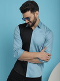 Indian Needle Men's Premium Cotton Satin Casual Shirt - Sky Blue | Grocsy